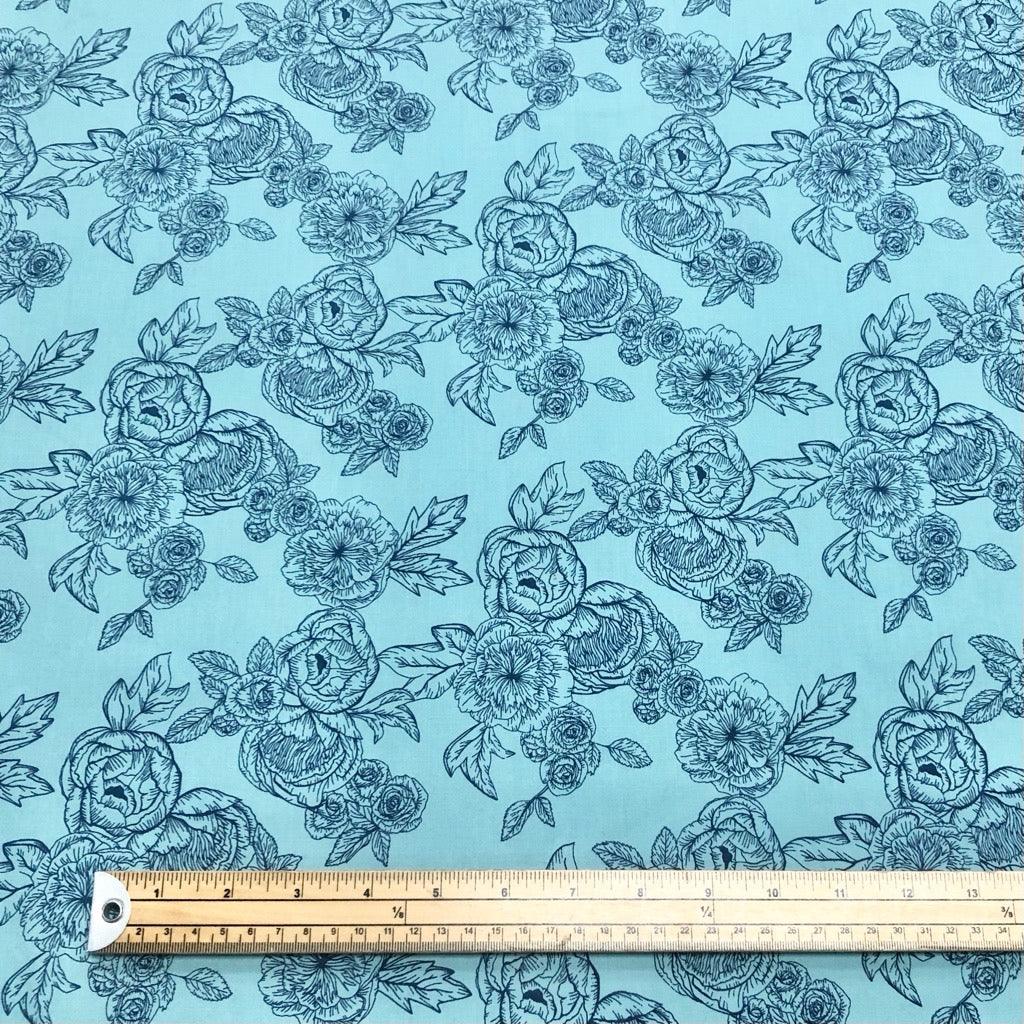 Roses and Peonies Polycotton Fabric - Pound Fabrics
