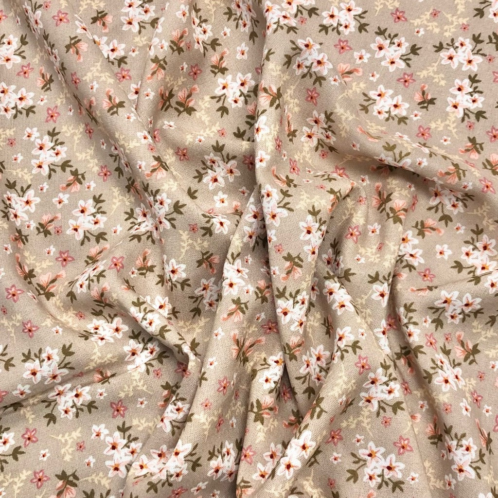 Elegant Floral Viscose Challis Fabric
