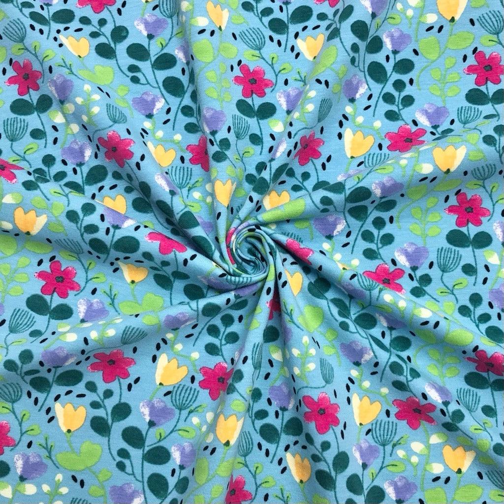 Flower Paradise Cotton Jersey Fabric - Pound Fabrics