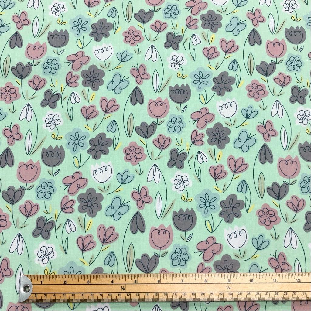 Minimalist Flowers Polycotton Fabric - Pound Fabrics