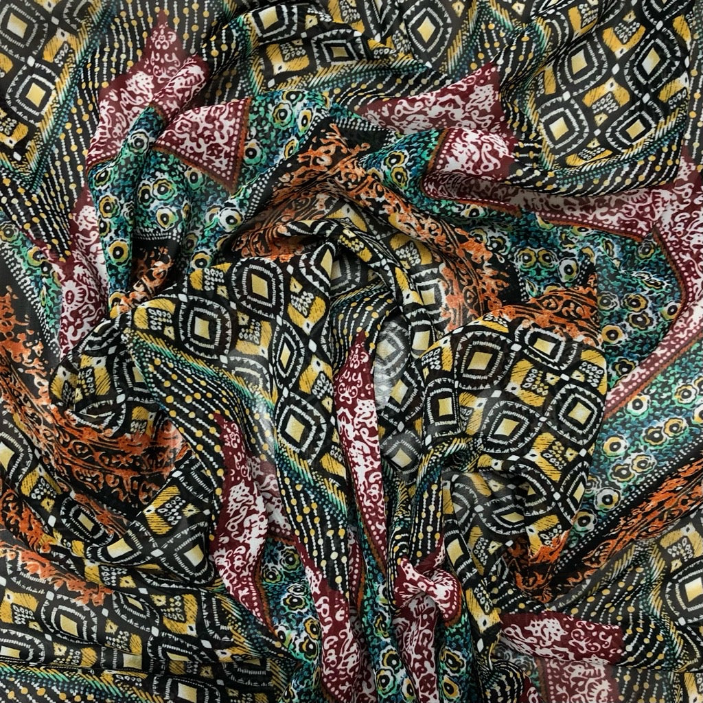Decorative Zig Zags Chiffon Fabric