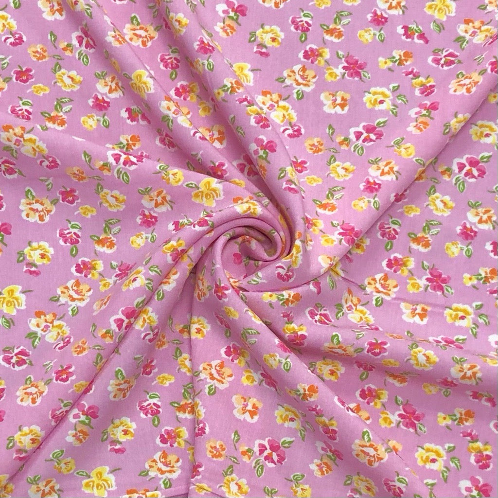 Arty Floral Viscose Poplin Fabric