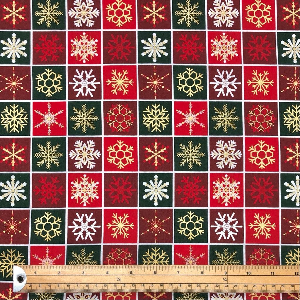 Snowflakes Tiles Cotton Fabric - Pound Fabrics