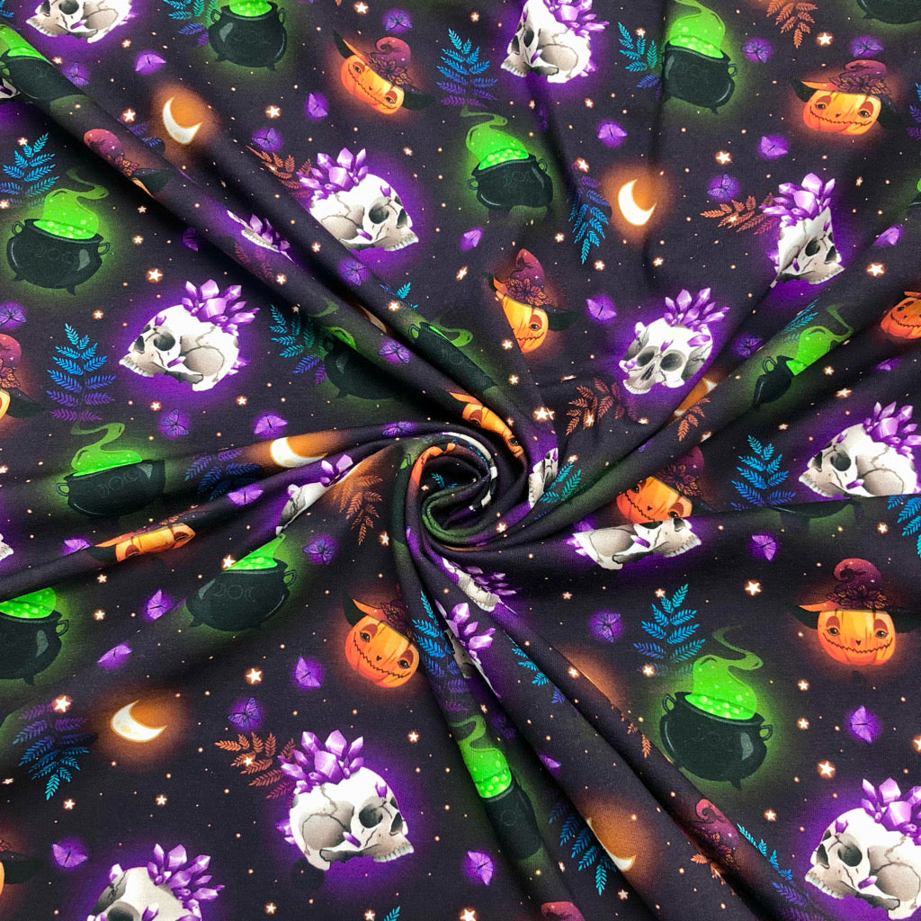 Glowing Halloween Prints French Terry Fabric