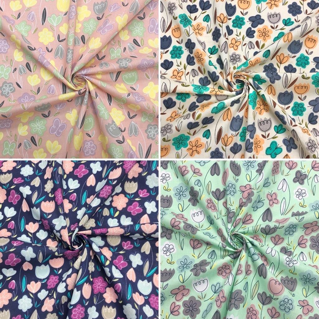 Minimalist Flowers Polycotton Fabric - Pound Fabrics