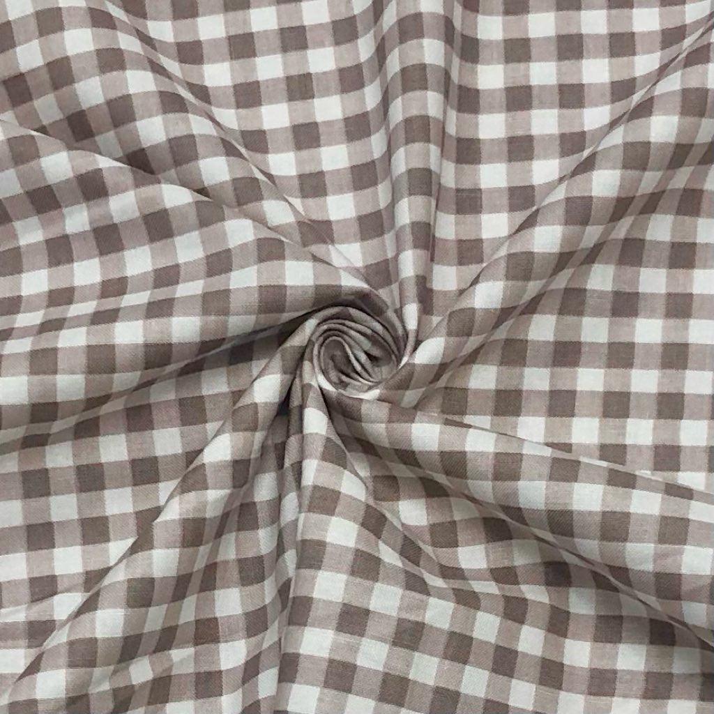 Brown Checkered Cotton Fabric - Pound Fabrics