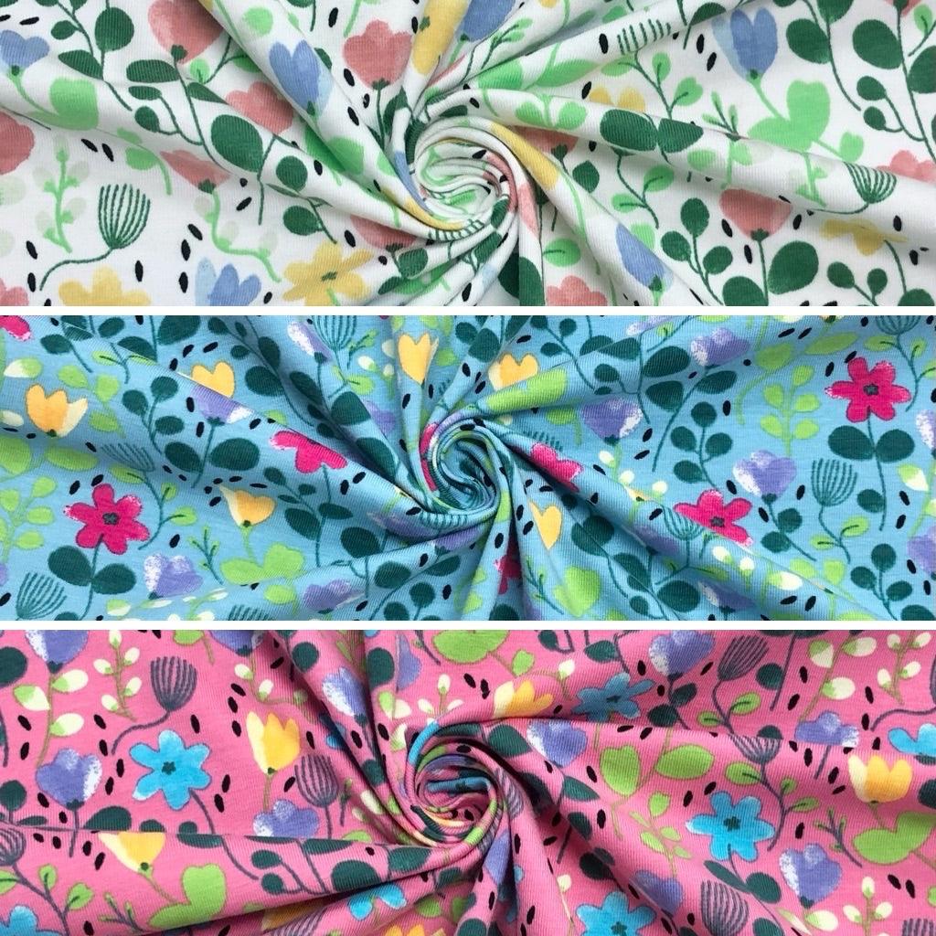 Flower Paradise Cotton Jersey Fabric - Pound Fabrics