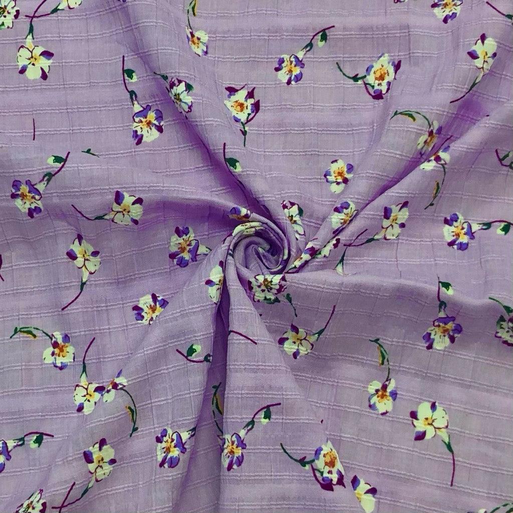Single Floral Cotton Seersucker Fabric - Pound Fabrics
