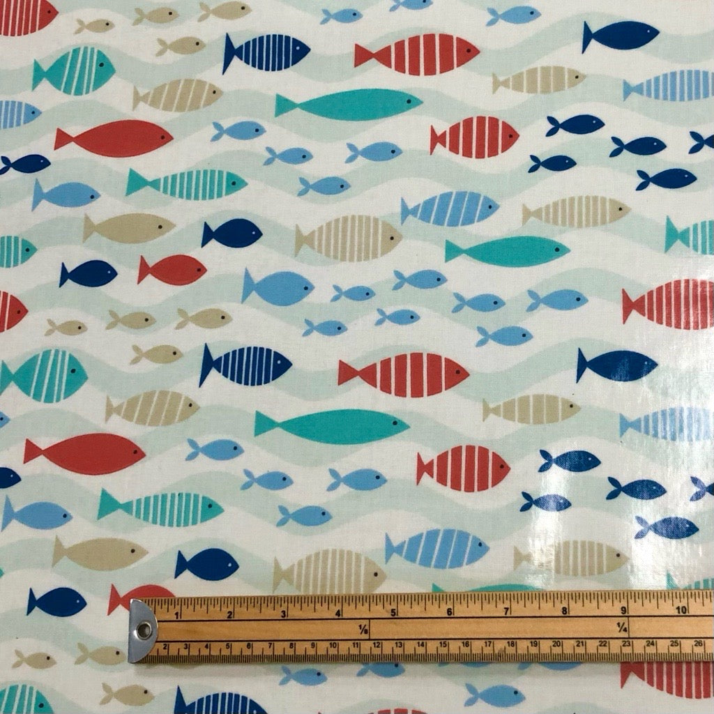 Multicoloured Fish PVC Coated Cotton Fabric