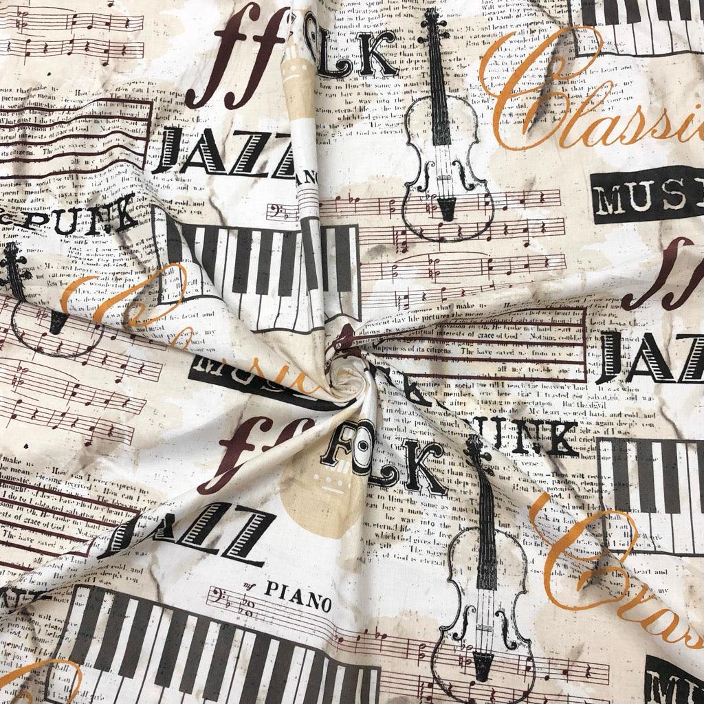 Music Themed Cotton Poplin Fabric - Pound Fabrics