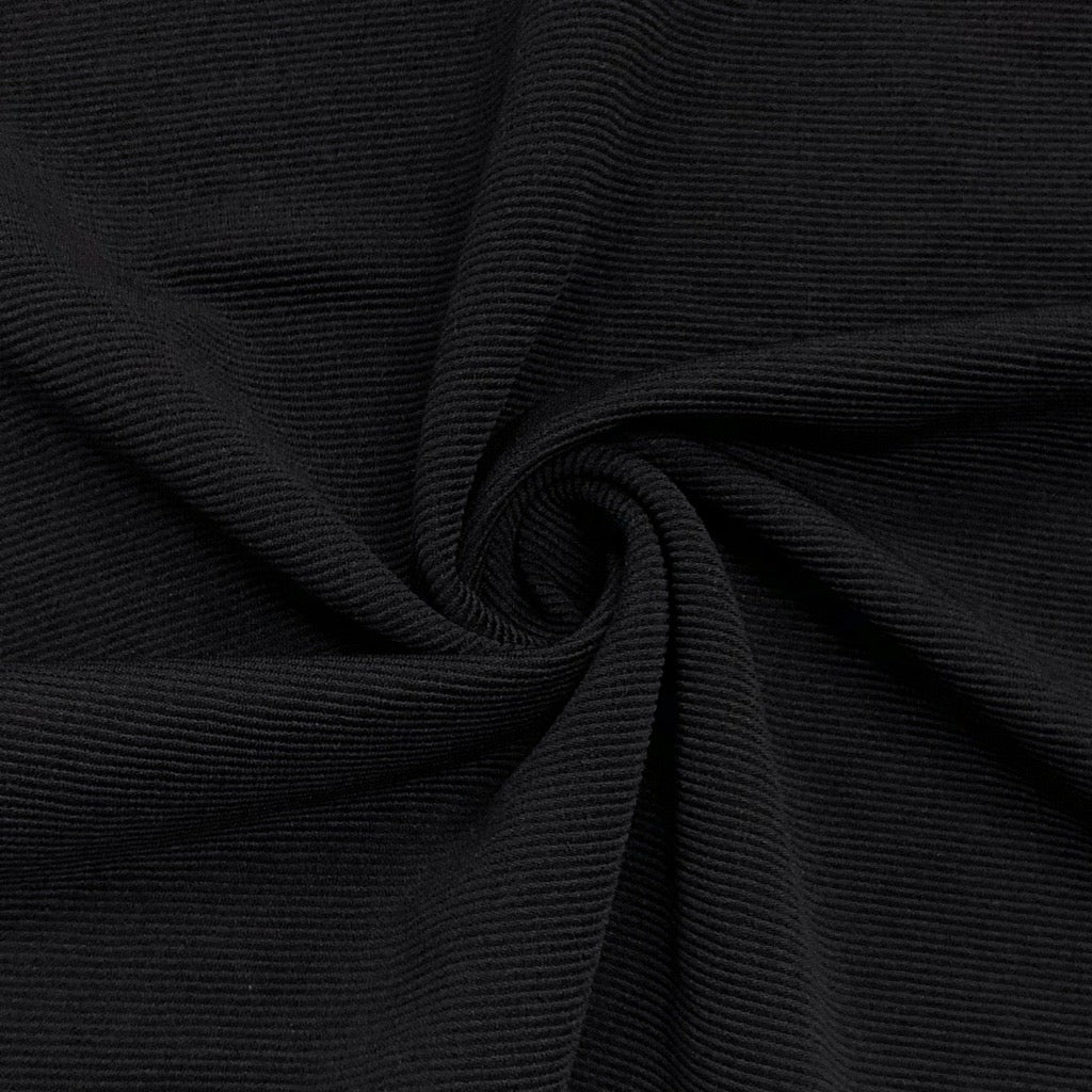 Black Ribbed Jersey Fabric - Seconds