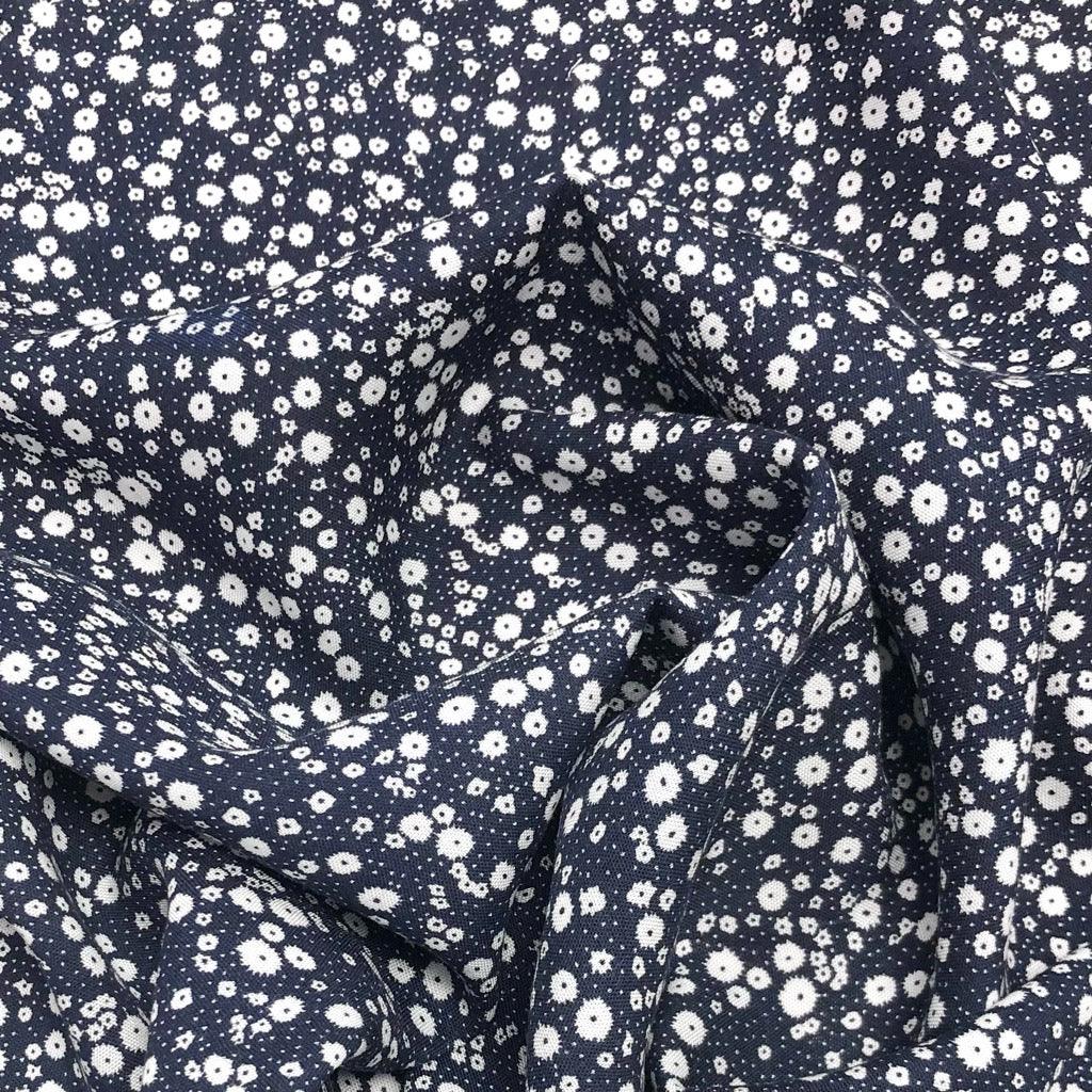 Mini Round Flowers Viscose Challis Fabric - Pound Fabrics