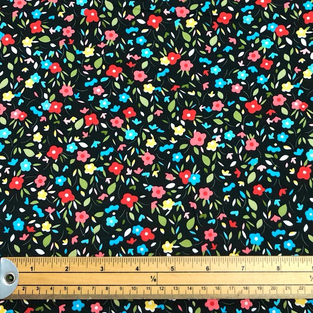 Colourful Mini Flowers Rose &amp; Hubble Cotton Poplin Fabric