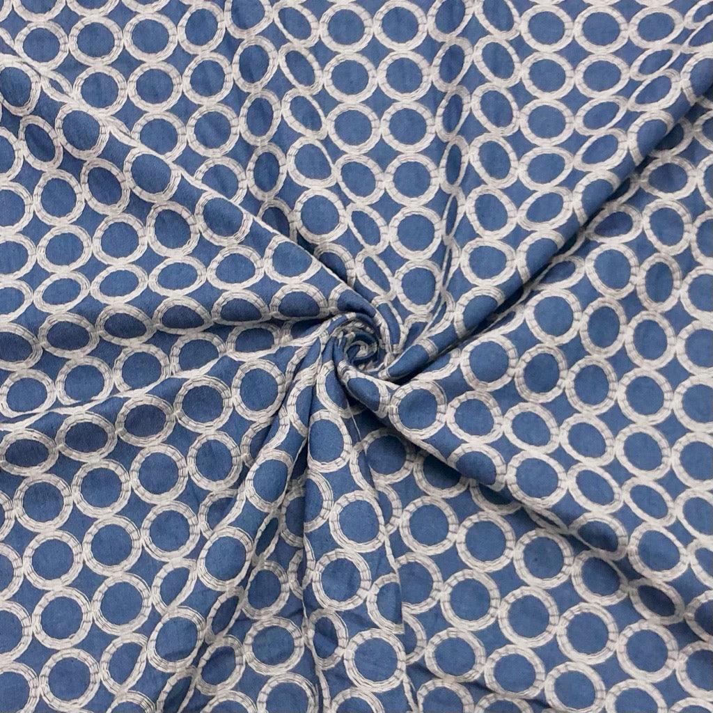 Embroidered Circles Denim Fabric - Pound Fabrics
