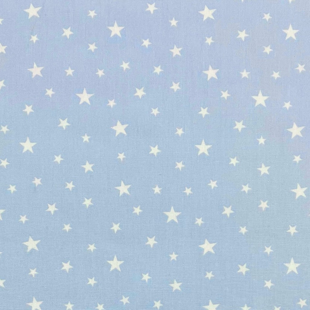White Stars on Sky Blue Rose &amp; Hubble Cotton Poplin Fabric