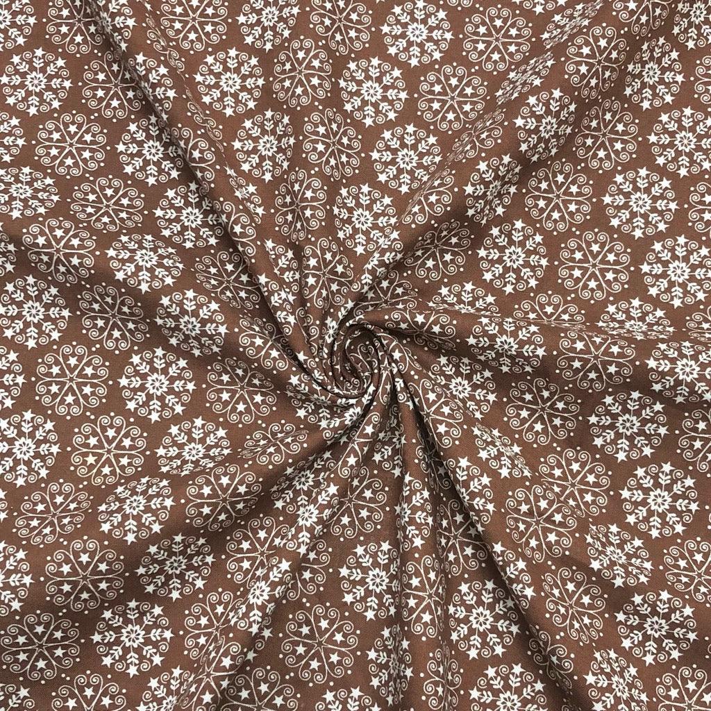 Symmetry Design on Brown Cotton Fabric - Pound Fabrics