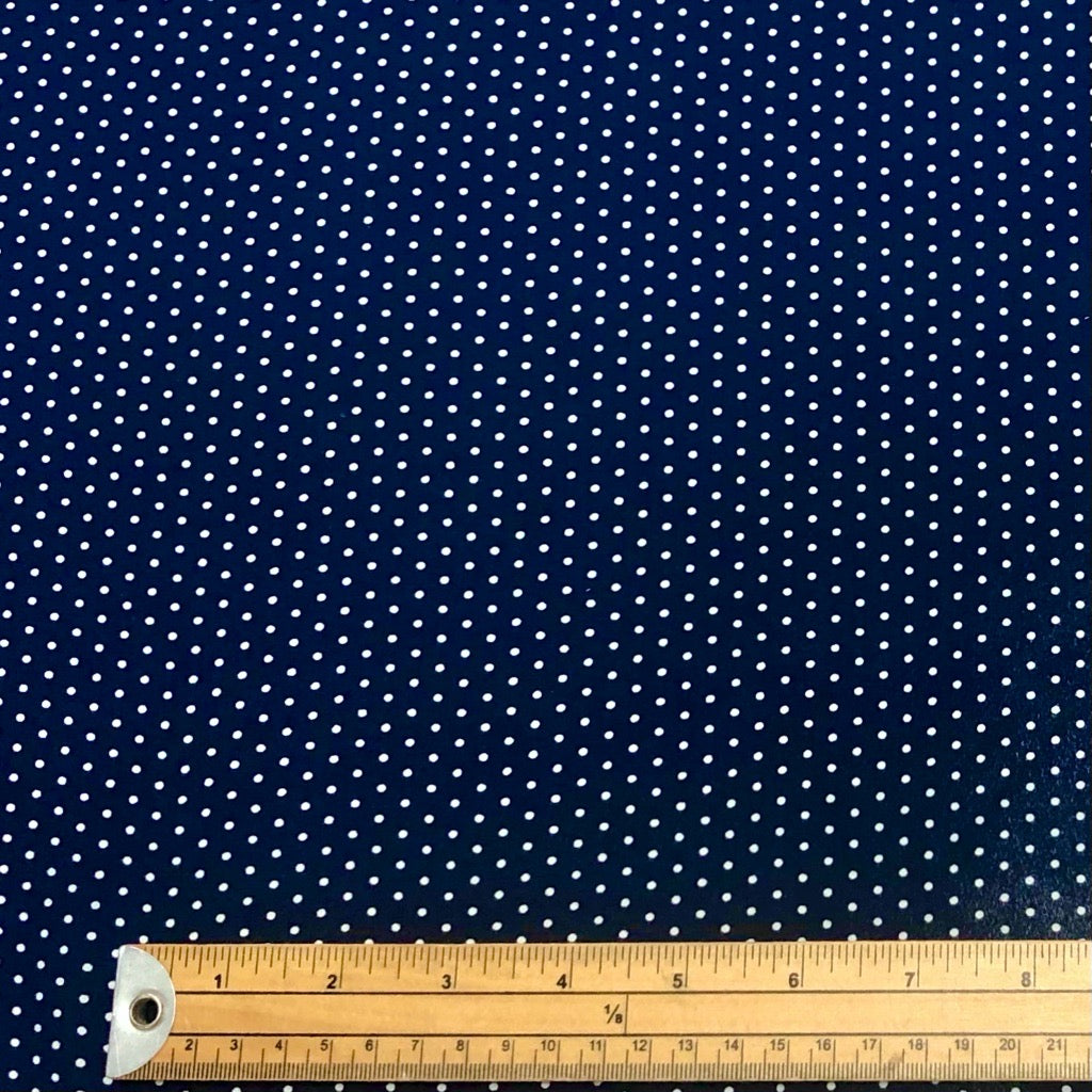 Small Polka Dots on Navy Georgette Fabric