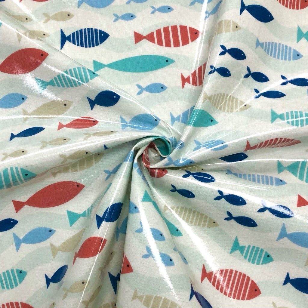Multicoloured Fish PVC Coated Cotton Fabric