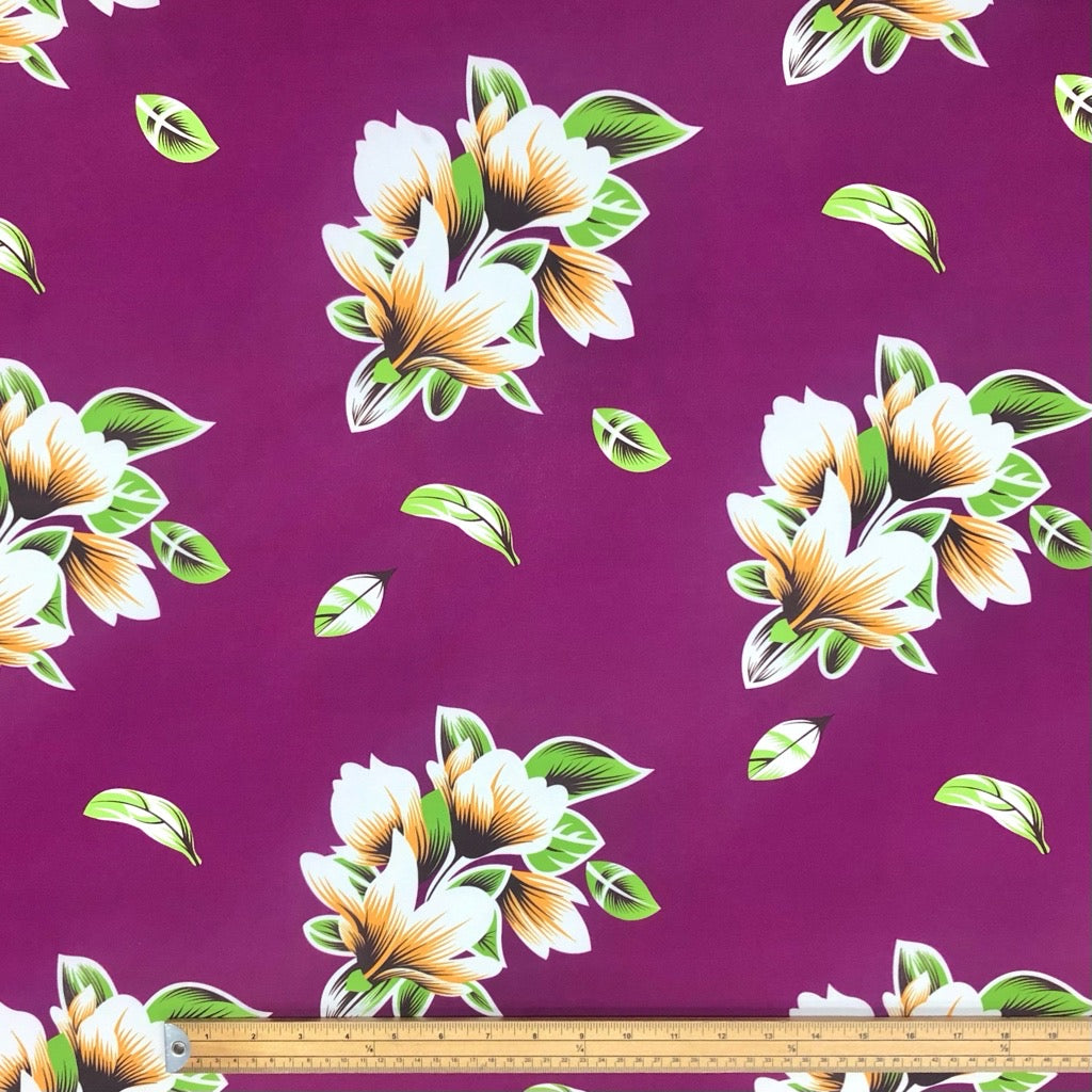 Large Falling Flowers and Leaves Cotton-Touch Polyester Fabric