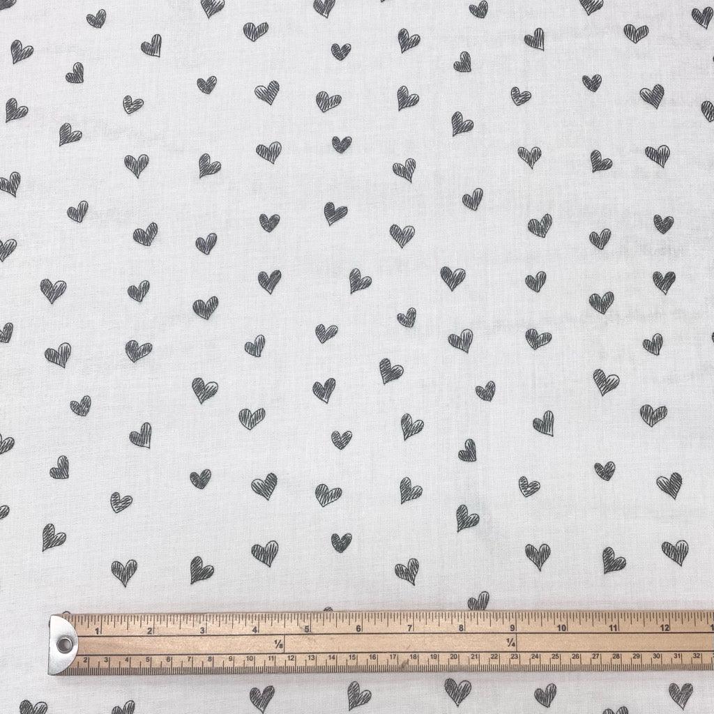 Black Hearts Flat Double Gauze Fabric - Pound Fabrics