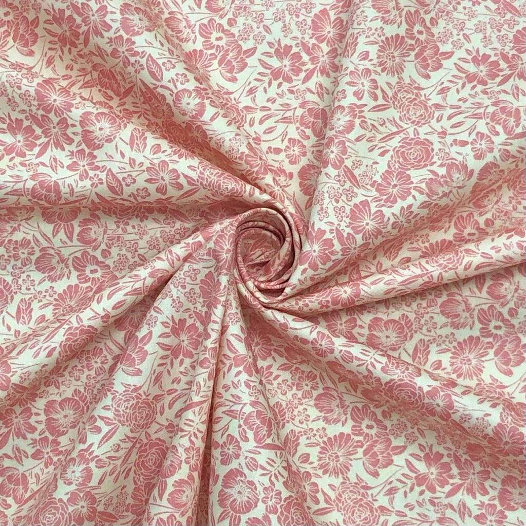 Busy Floral Rose &amp; Hubble Cotton Poplin Fabric