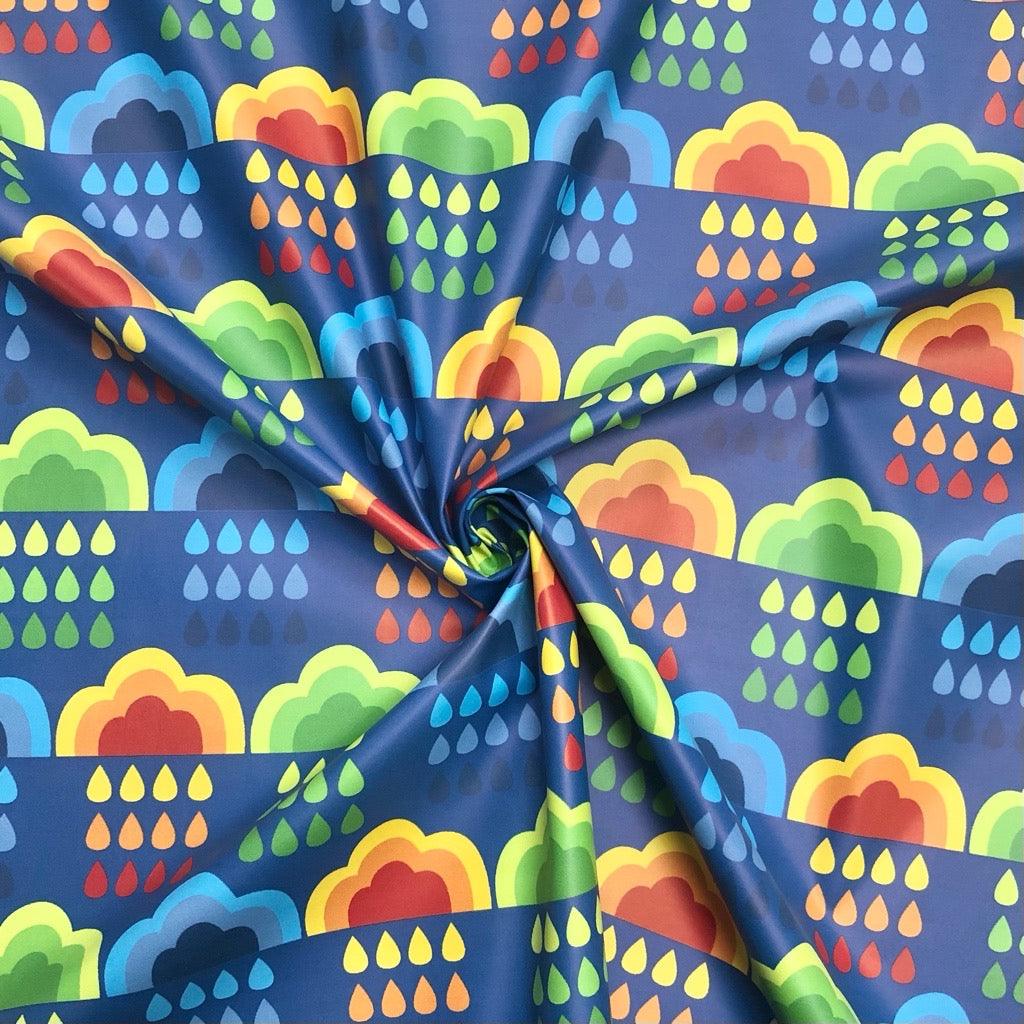Clouds and Raindrops Water Repellent Raincoat Fabric - Pound Fabrics