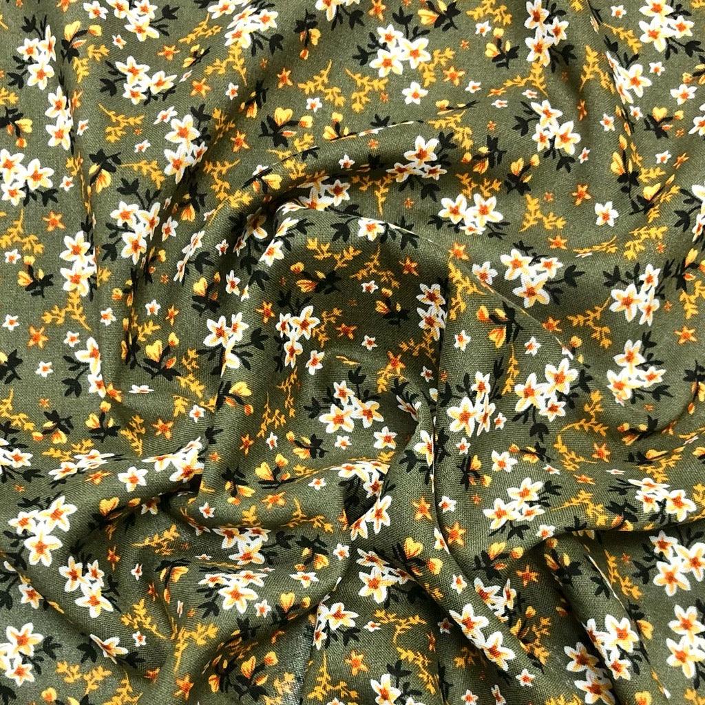 Elegant Floral Viscose Challis Fabric - Pound Fabrics