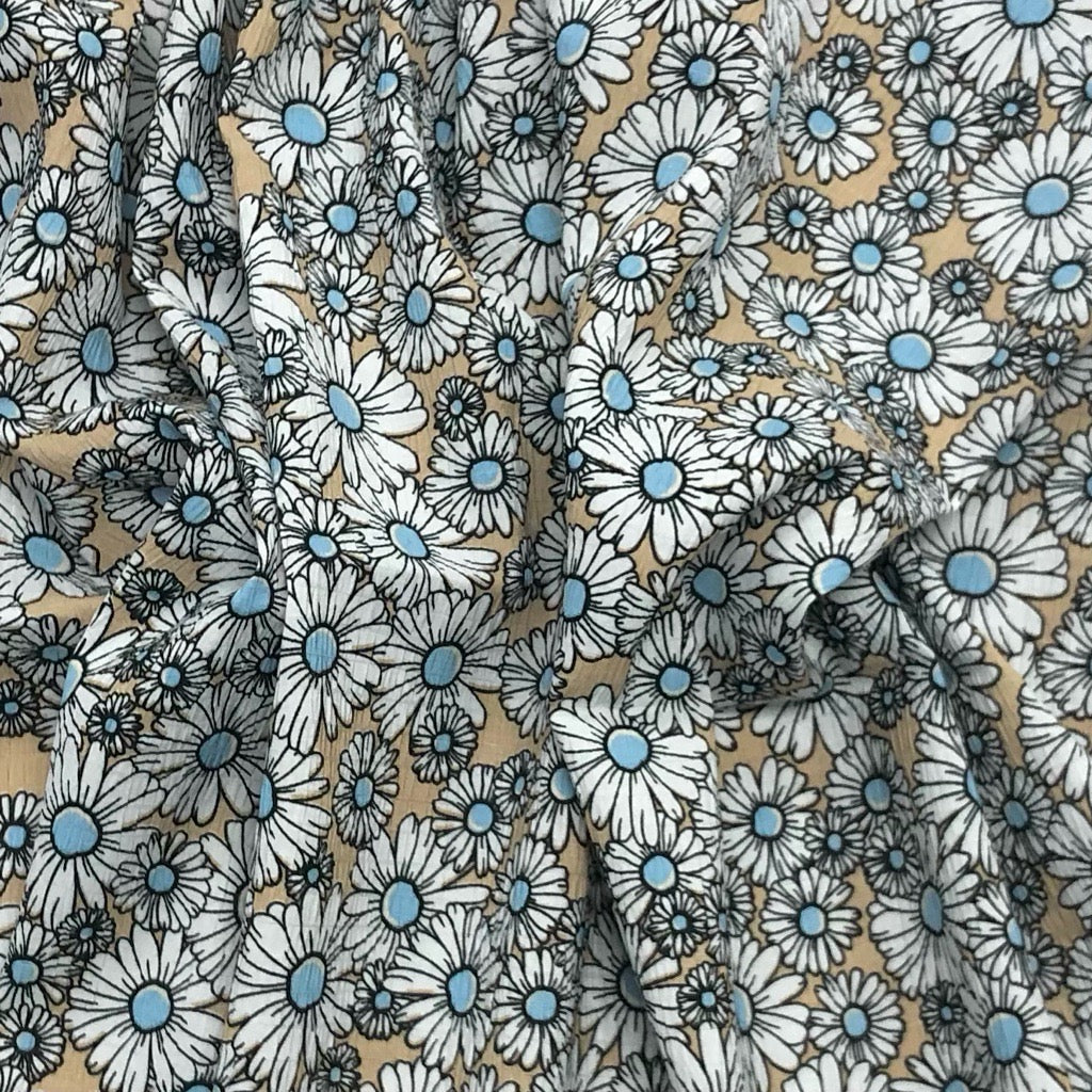 Daisies Viscose Seersucker Fabric