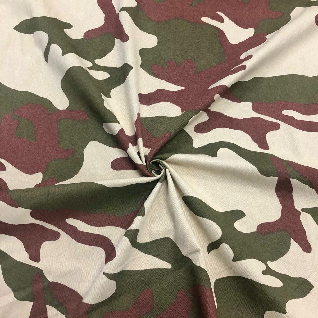 Green & Brown Camo Cotton Drill Fabric - Pound Fabrics