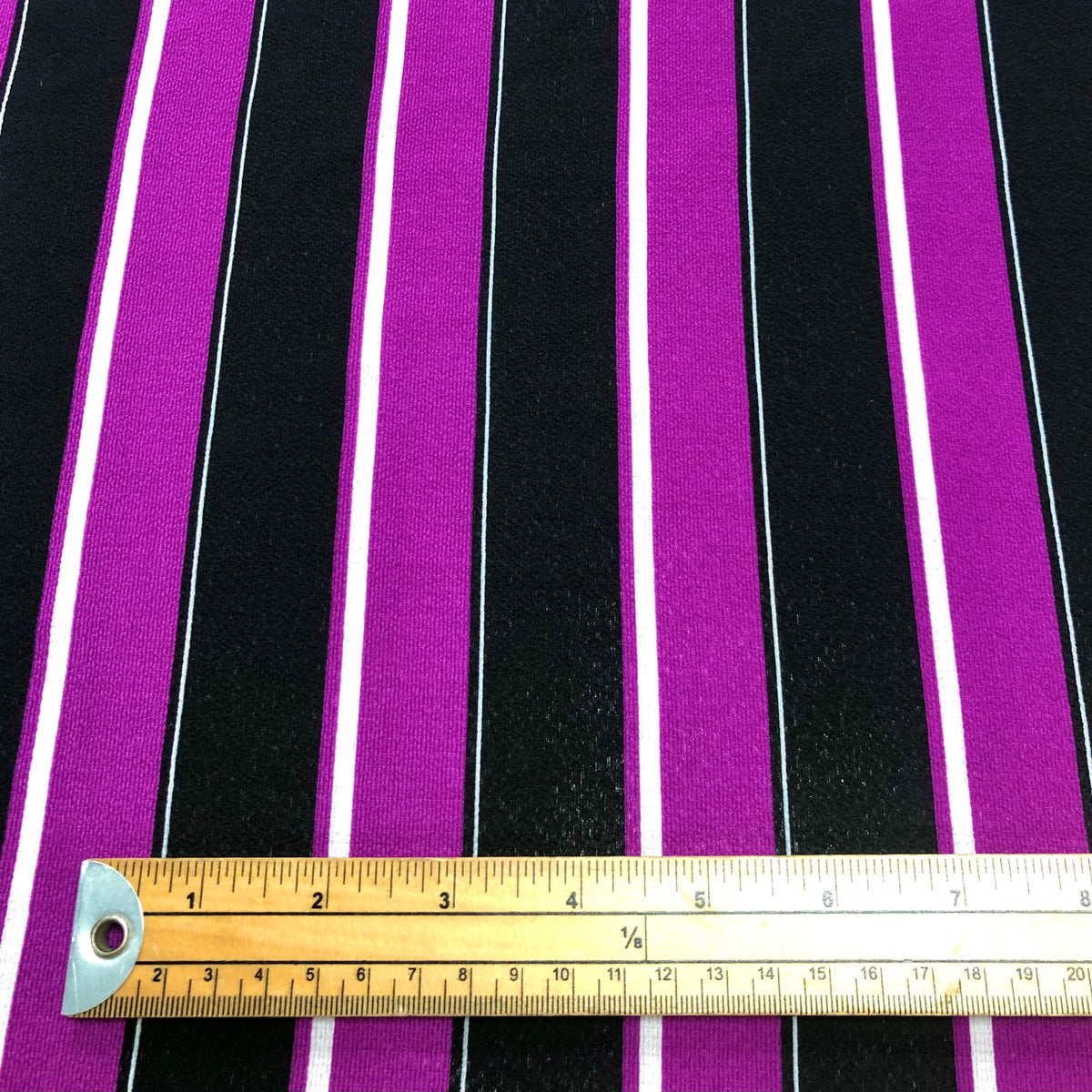 Black &amp; Purple Stripes Bubble Crepe Fabric