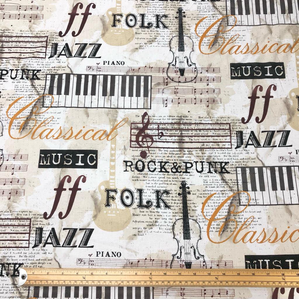 Music Themed Cotton Poplin Fabric - Pound Fabrics