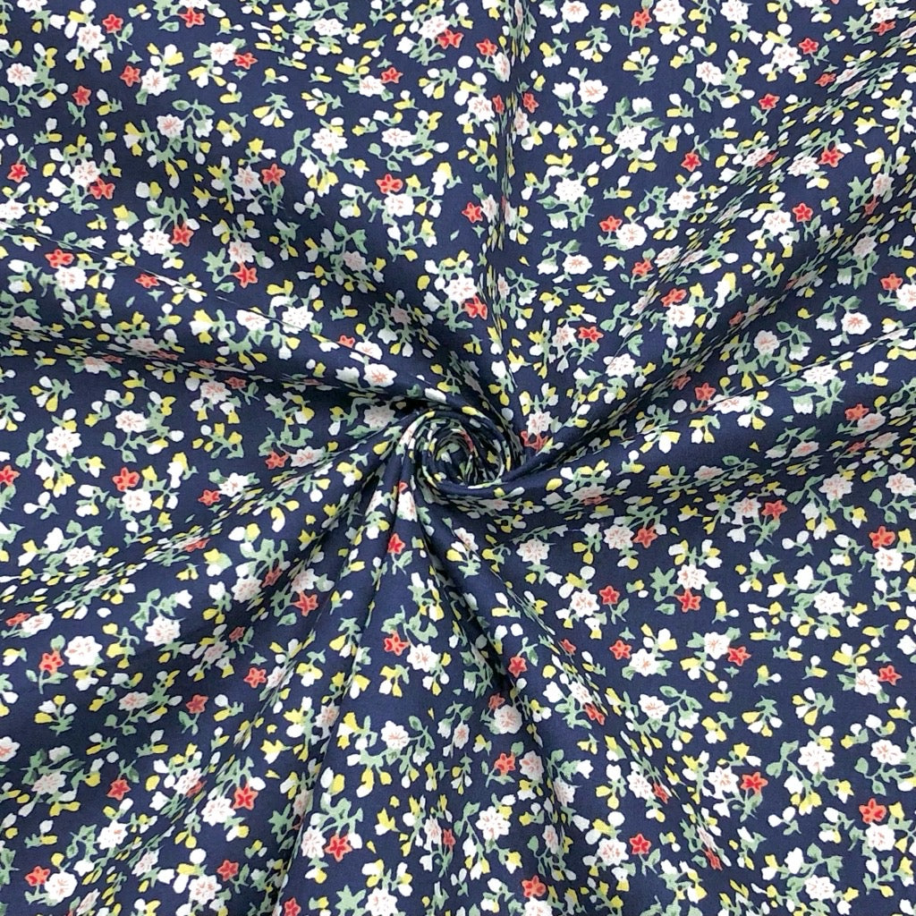 Small Floral Garden Cotton Poplin Fabric