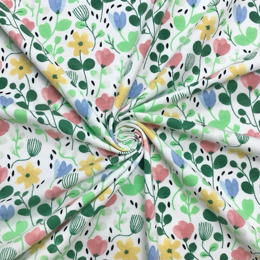 Flower Paradise Cotton Jersey Fabric - Pound Fabrics