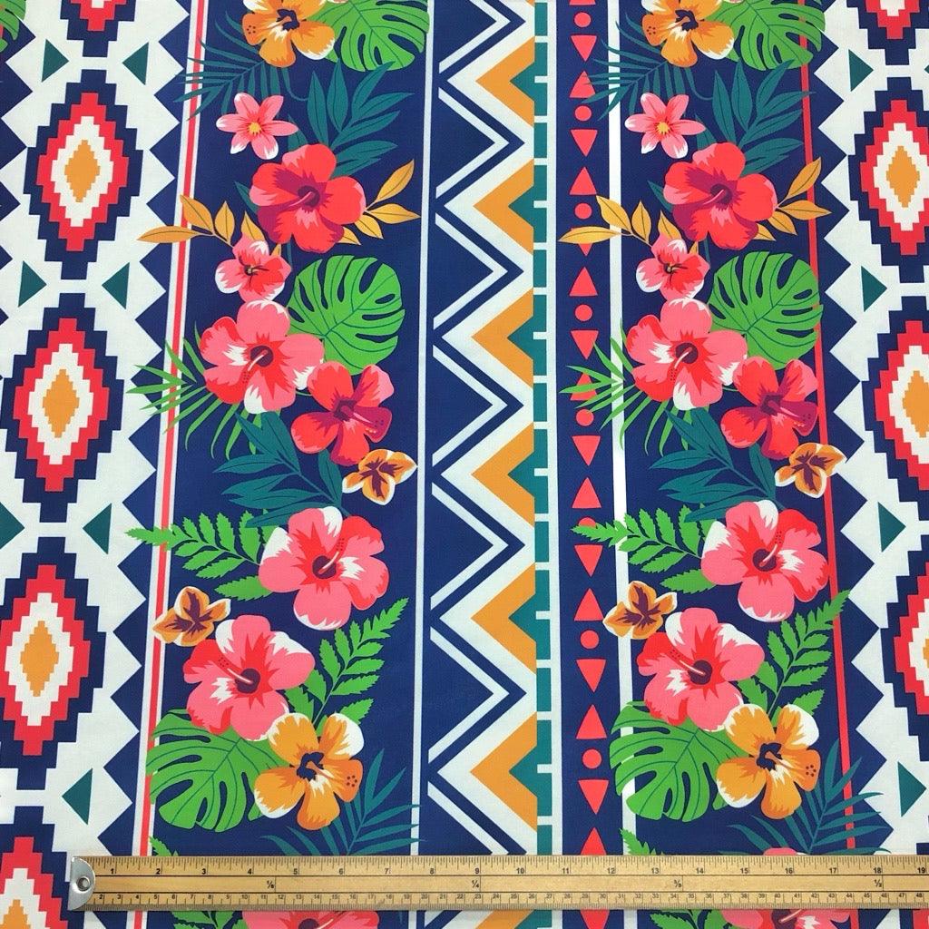 Tropical Geometric Floral Cotton-Touch Polyester Fabric - Pound Fabrics