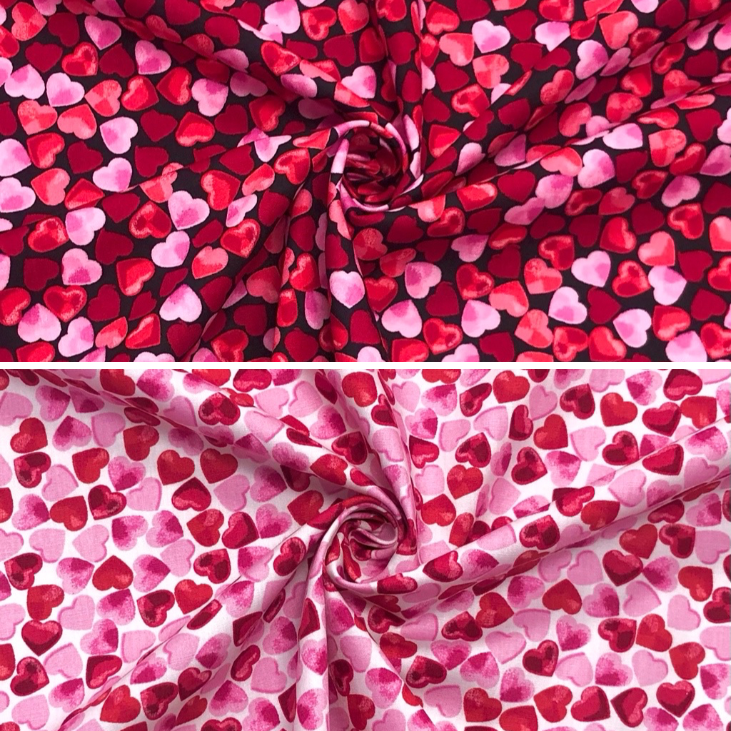 All Over Hearts Rose &amp; Hubble Cotton Poplin Fabric