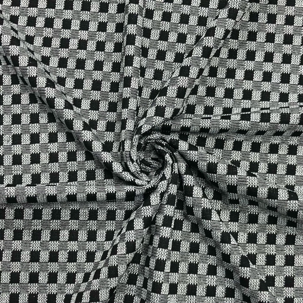 Black and Silver Checkered Lurex Jersey Fabric #2
