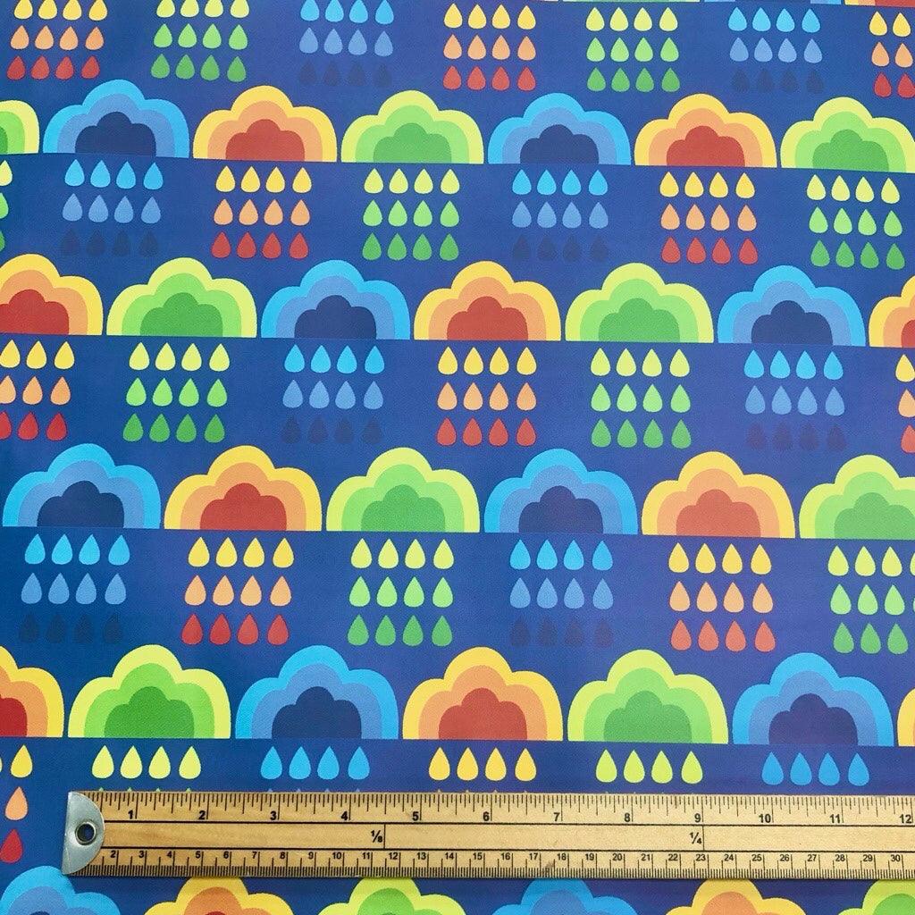 Clouds and Raindrops Water Repellent Raincoat Fabric - Pound Fabrics