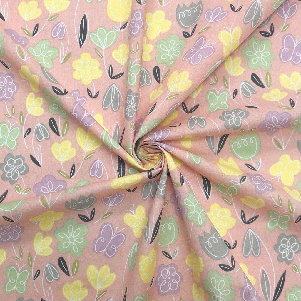 Minimalist Flowers Polycotton Fabric - Pound Fabrics