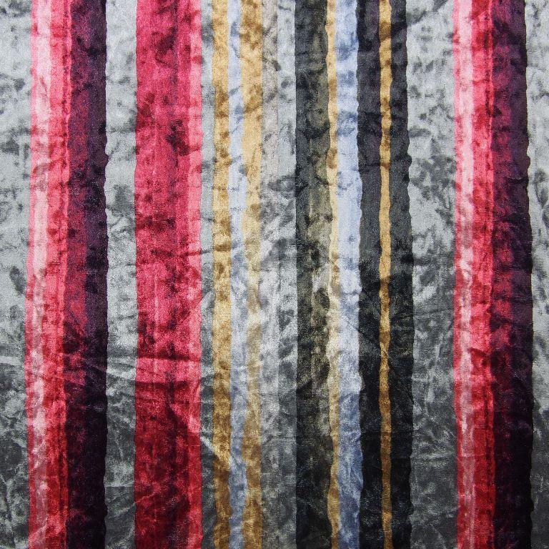 Multicolour Stripe Velvet Fabric - Pound Fabrics