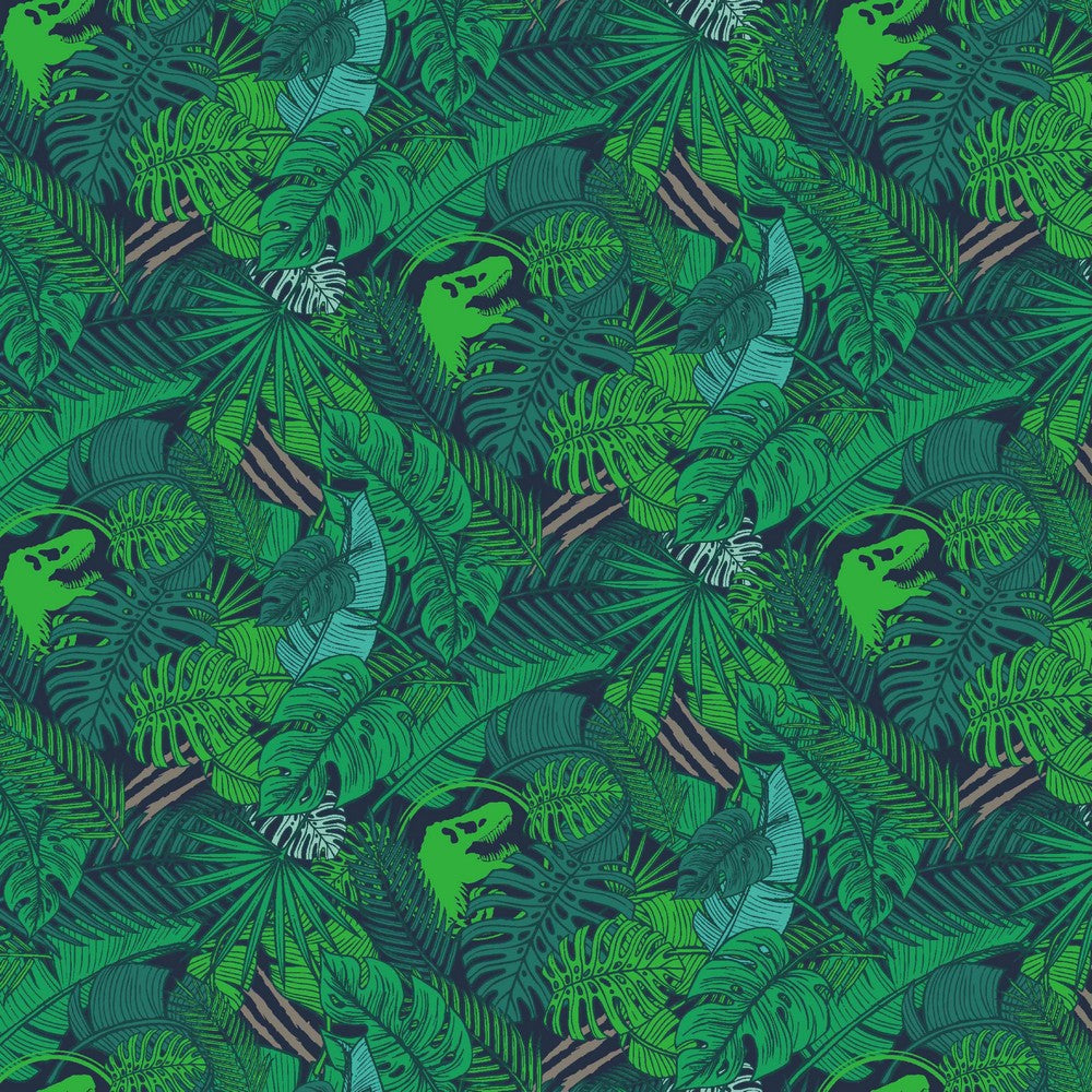 All over Tropical Leaves Cotton Jersey Fabric - Pound Fabrics