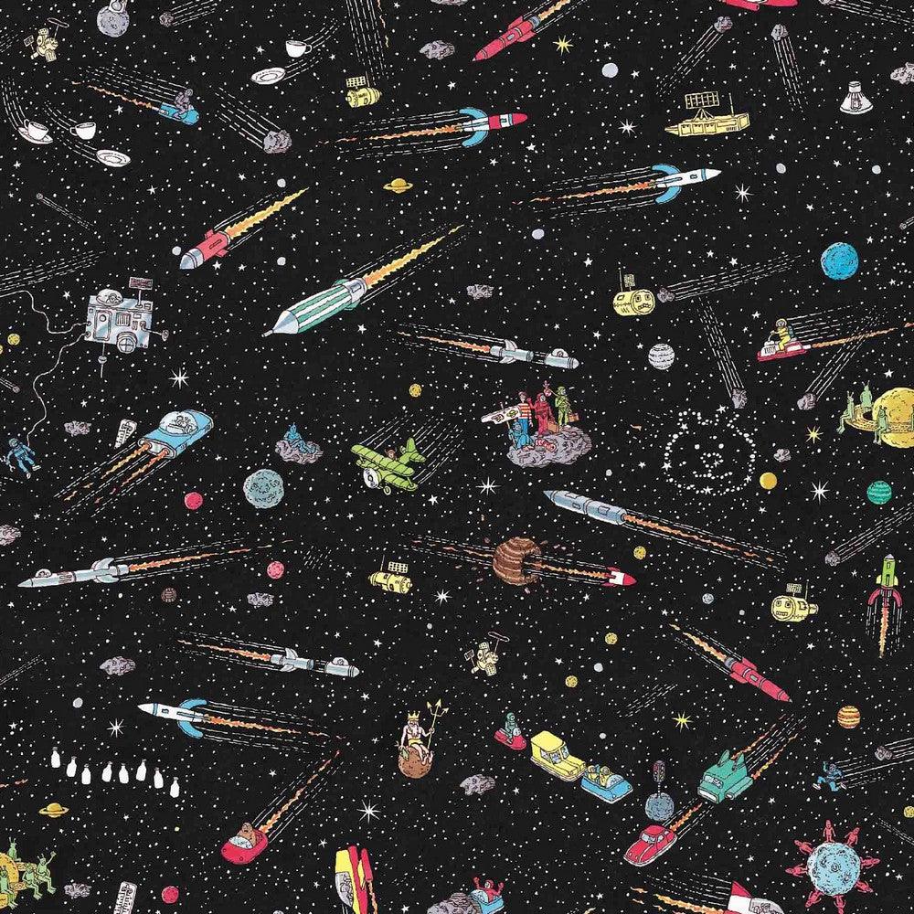 Where's Wally in Space Cotton Jersey Fabric - Pound Fabrics