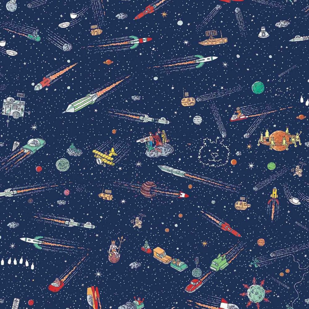 Where's Wally in Space Cotton Jersey Fabric - Pound Fabrics