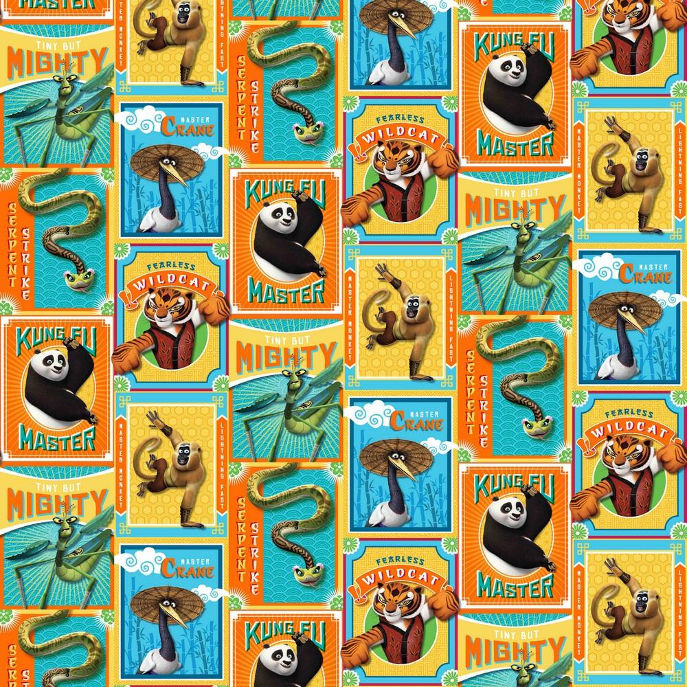 KungFu Panda Collage Cotton Jersey Fabric - Pound Fabrics