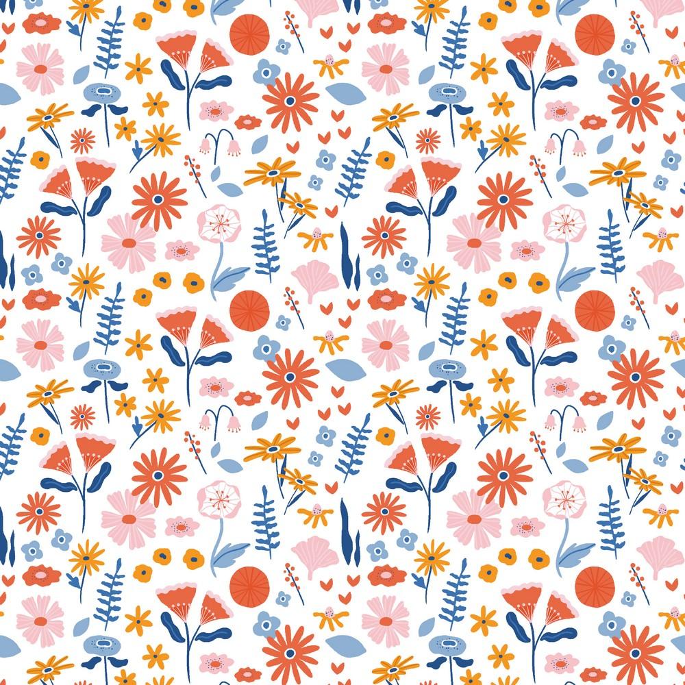 Colourful Floral Garden Organic Cotton Poplin Fabric - Pound Fabrics