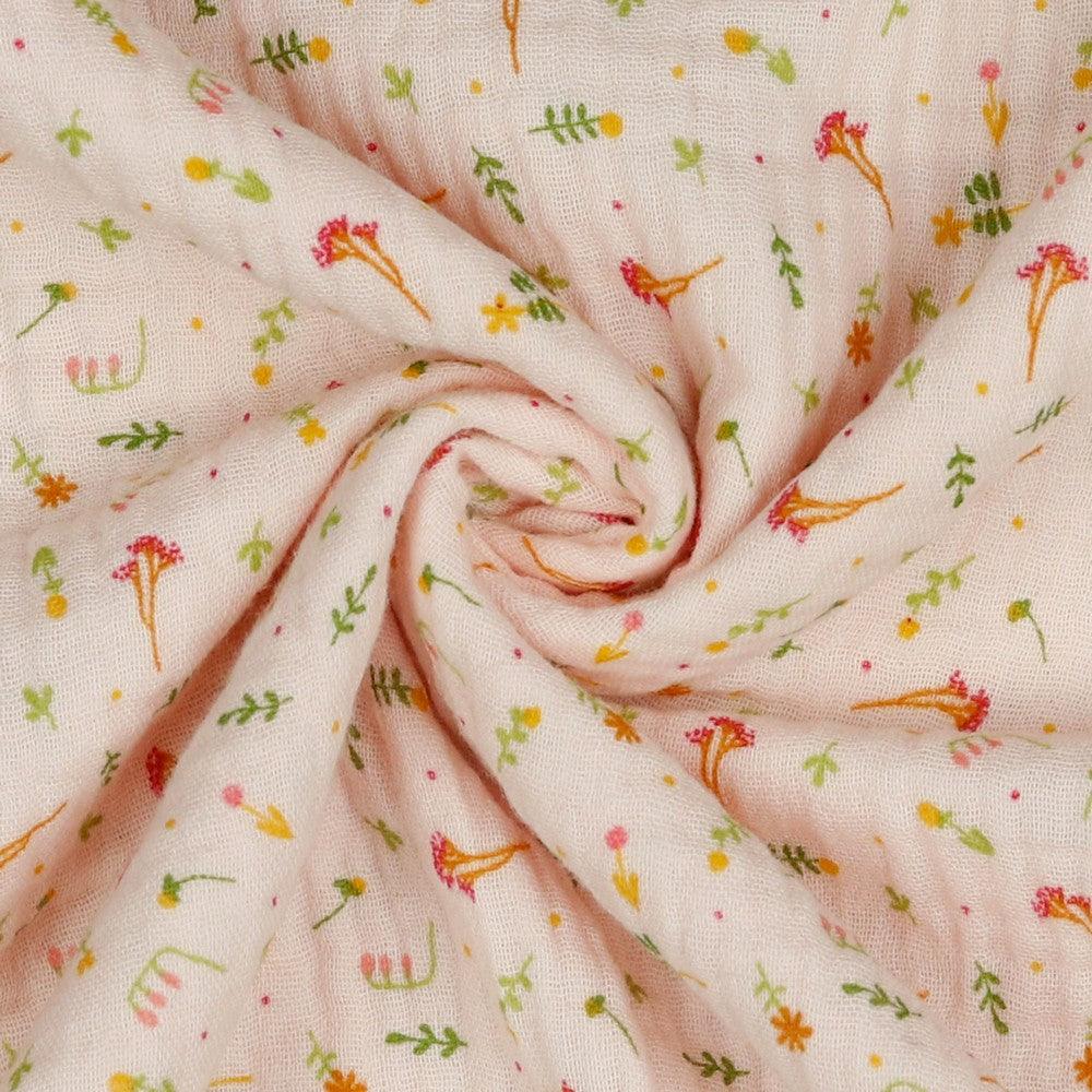 Mini Floral and Leaves Organic Double Gauze Fabric - Pound Fabrics