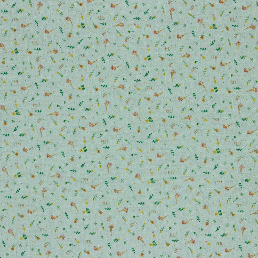 Mini Floral and Leaves Organic Double Gauze Fabric - Pound Fabrics