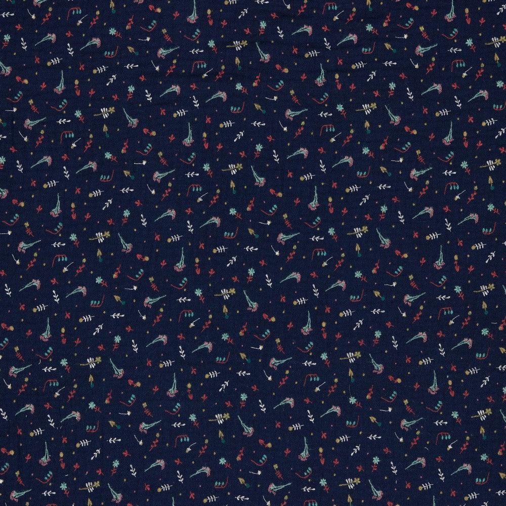 Mini Floral and Leaves Organic Double Gauze Fabric - Pound Fabrics