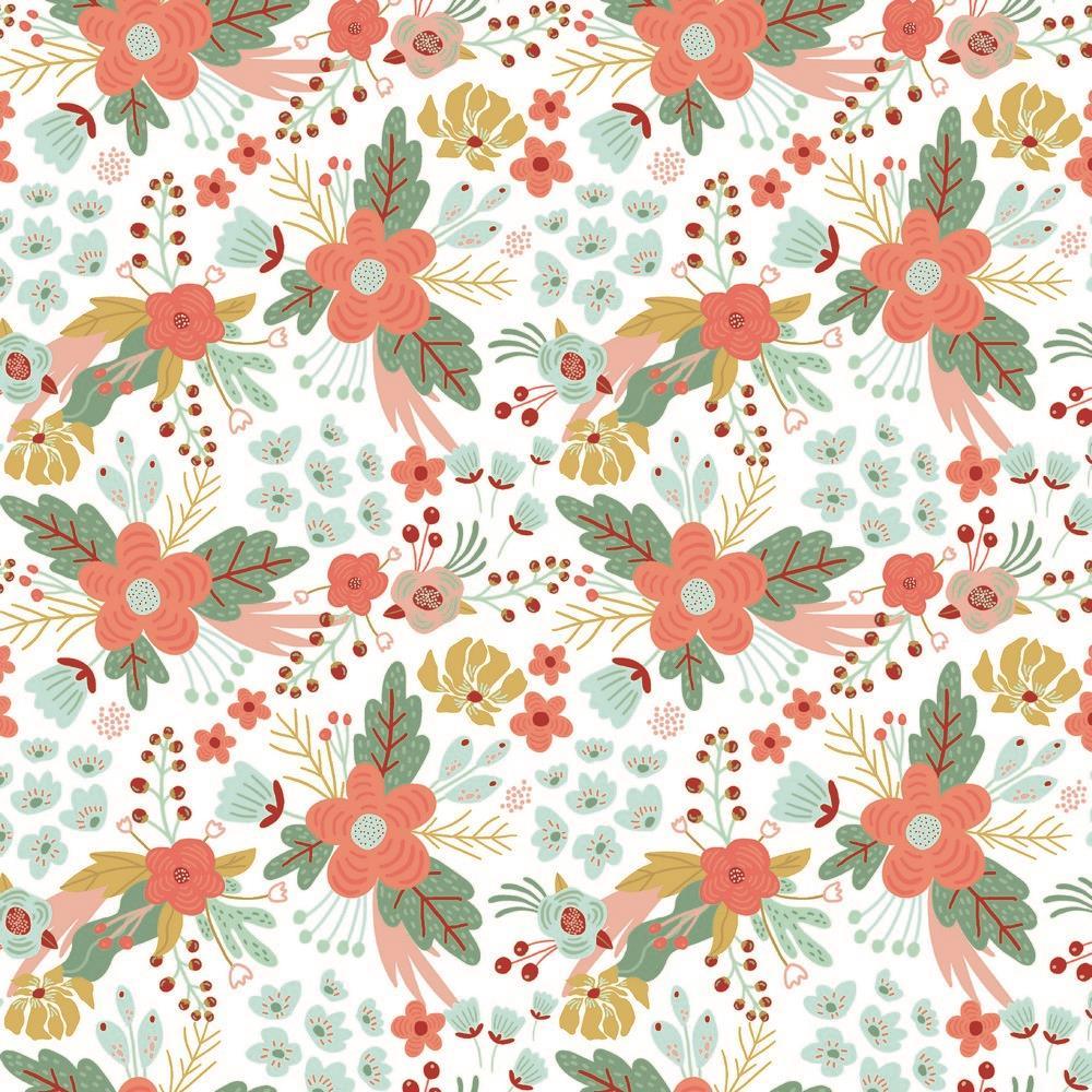 Colourful Cartoon Floral Organic Cotton Jersey Fabric - Pound Fabrics