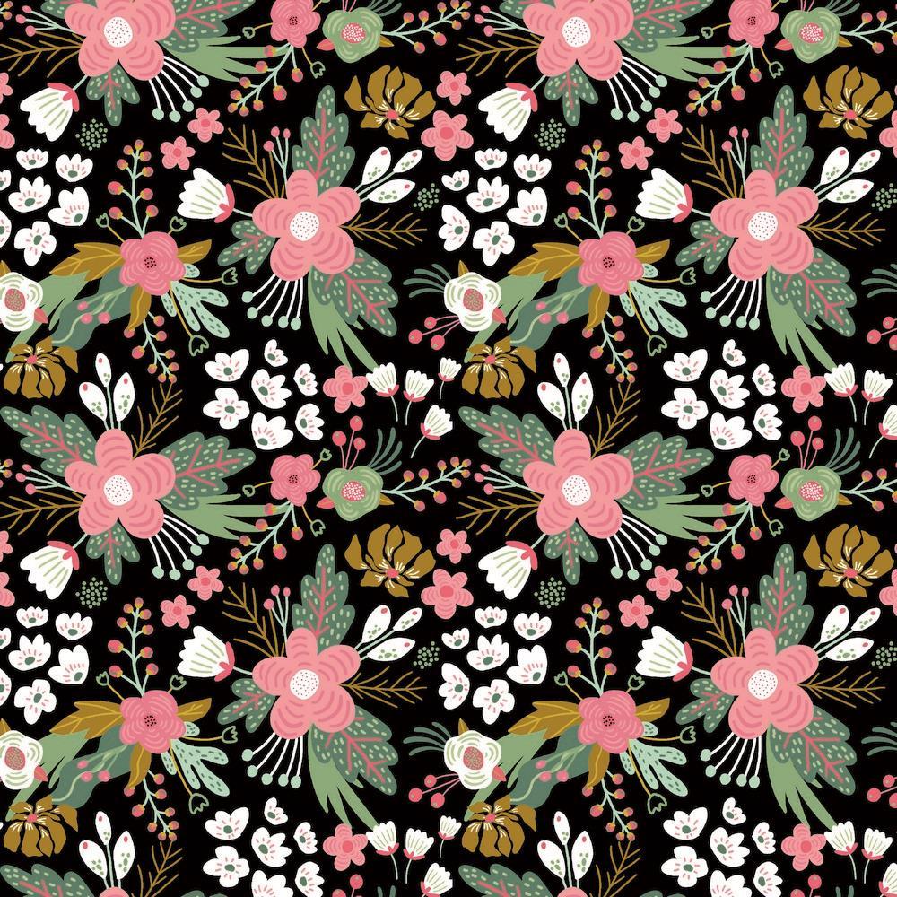 Colourful Cartoon Floral Organic Cotton Jersey Fabric - Pound Fabrics