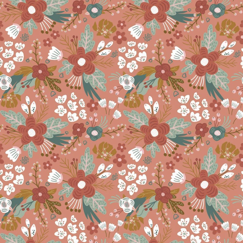 Colourful Cartoon Floral Organic Cotton Jersey Fabric - Pound Fabrics